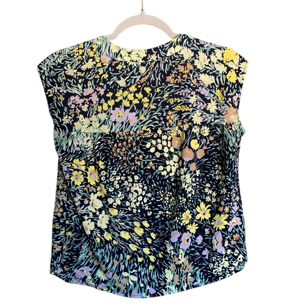 Ann Taylor Factory Petite XXSP floral sleeveless top boxy gardencore boho office - Picture 2 of 7